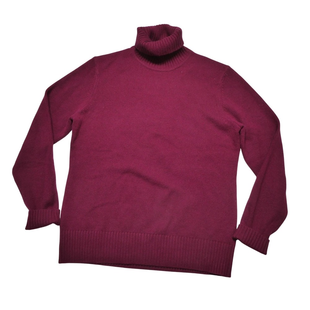 Brooks Brothers Sweater Womens L Red Cashmere Wool Turtleneck Knit Pullover Soft